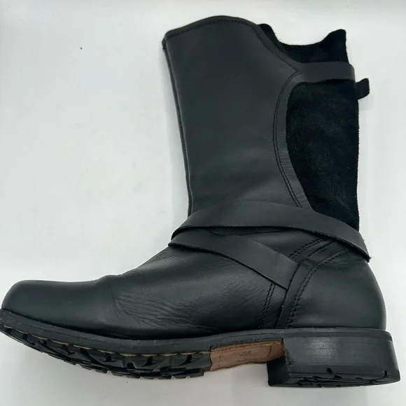 OluKai Black Pa'ia Buckle Pull On Suede Leather Boot Size 9 Bikercore Grunge - Picture 10 of 11